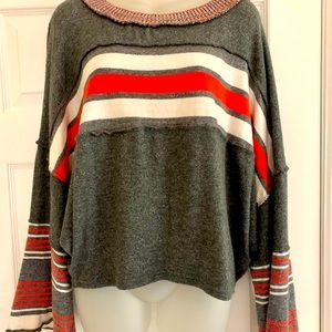 Free People striped top with bell sleeves